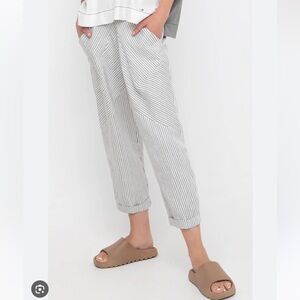 Ozai N Ku Alembika Rays Gray Striped Metallic Cropped Pocket Trouser Pants L